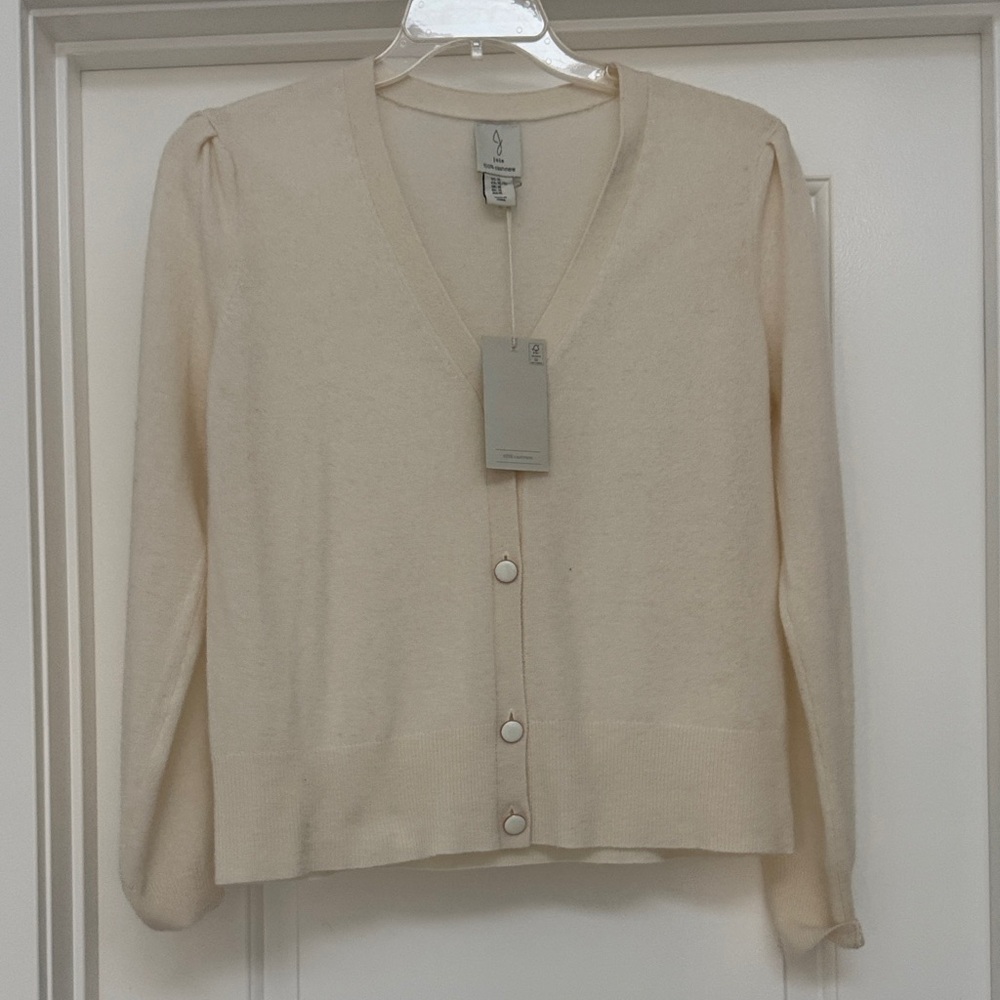 Joie Cashmere Cream Button-Up Cardigan with adorable details. NWT